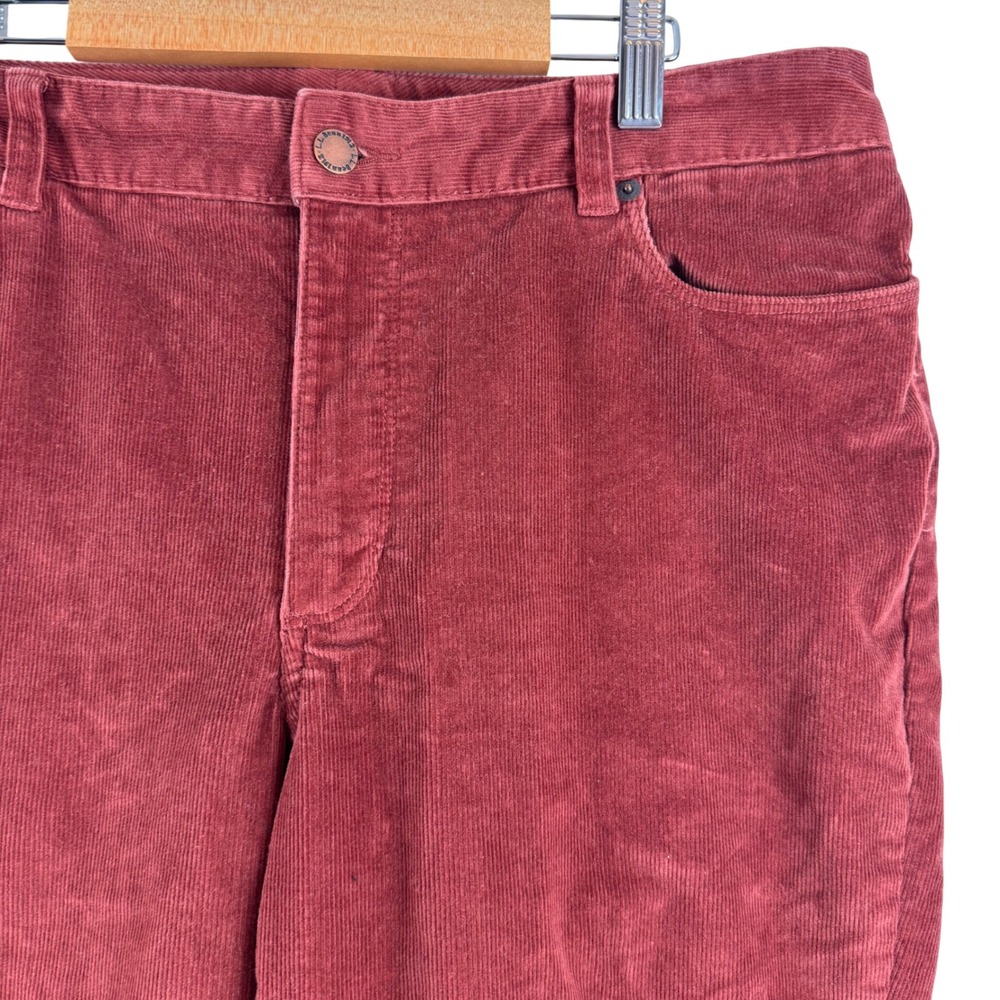 L.L. Bean Corduroy Pants Womens 12 Rust Red Favorite Fit Straight‎ Leg Stretch